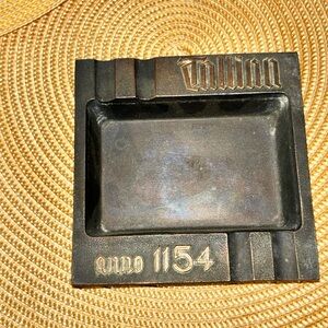 VINTAGE Tallinn Black Iron Metal and Gold Ashtray 1154